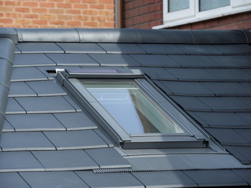 Replacement Tiled Conservatory Roofs dark grey with double glazed window
