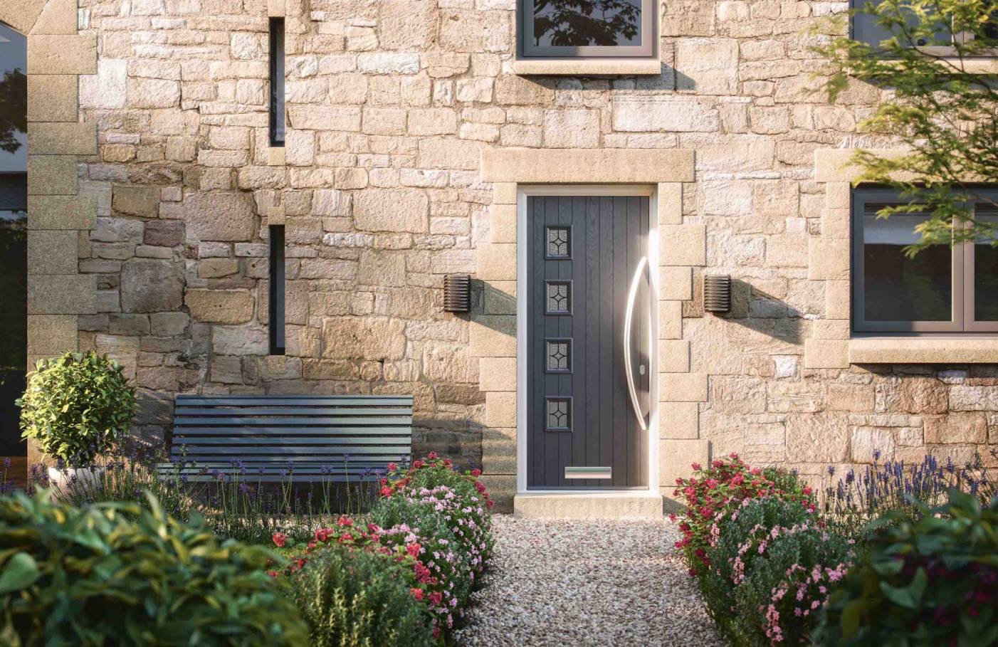 dark grey modern composite door