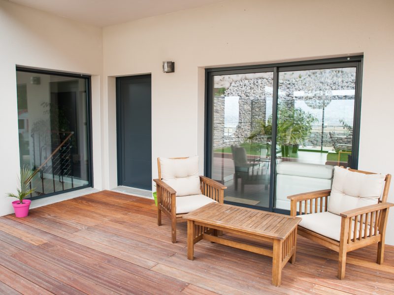 dark uPVC lift and slide doors Carmarthen